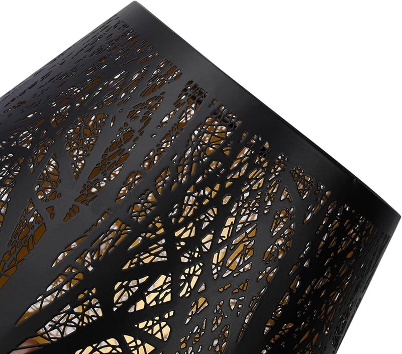 ALUCSET Etched Small Forest Metal Lampshade Top 6‘’ Bottom 10‘’ Height 7.5" Barrel Shade Lampshade Fits Most Table Lamp and Floor Lamp Spider, Outer Black and inner Gold - Image 5